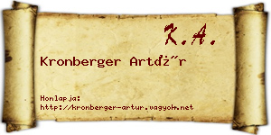 Kronberger Artúr névjegykártya